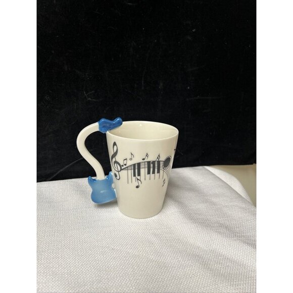 Guitar Handle Musical Note Coffee Cup Mug LanHong Blue - Picture 3 of 7